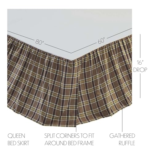 VHC-Brands-Wyatt-Bedding-Accessory-Queen-Skirt-60x80x16-Plaid-Tan VHC Brands Wyatt Bedding Accessory Queen Skirt 60x80x16 Plaid Tan