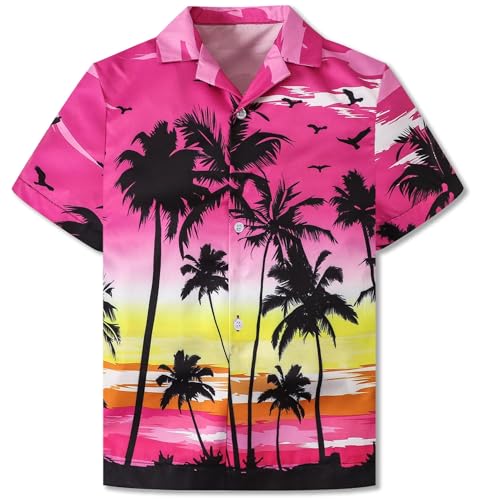 Image of SANGTREE Girls & Women's Hawaiian Shirts Button Down Short Sleeve Floral Tropical Shirt Beach Vacation Blouse Tops