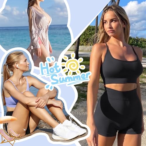 FULLSOFT 2 Pack High Waist 3" Biker Shorts Women - Tummy Control Spandex Athletic Shorts for Workout,Yoga,Dance,Volleyball3