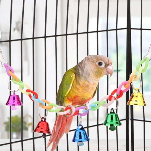 Image of Hypeety Parrot Chew Toys Swing Colorful Bells Chandelier Bird Hanging Toy Parrot Cage Craft Toys Cages African Grey Conure Cockatiel Swing Bell