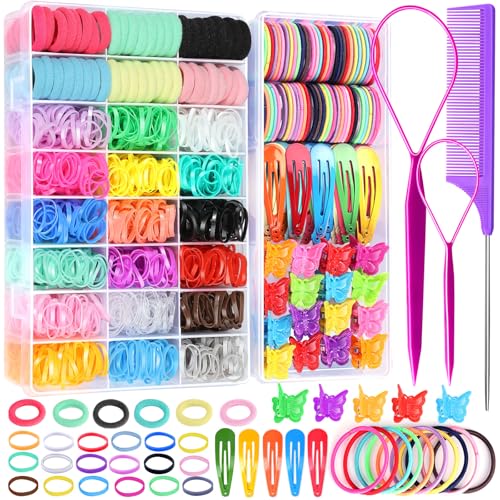 Image of YGDZ Hair Accessories Set: Colorful Rubber Bands, Cotton Hair Ties, Ponytail Holders, Hair Clips with Organizer Box for Girls, Toddlers