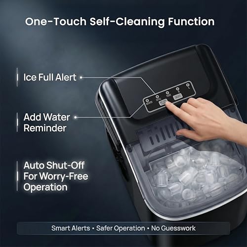 Image of Kilig H01BS WiFi Ice Maker Machine Countertop, 9 Bullet Ice Cubes in 6 Minutes, Portable Ice Maker with Self-Cleaning, Scoop Basket for Home Kitchen Office Party, Black