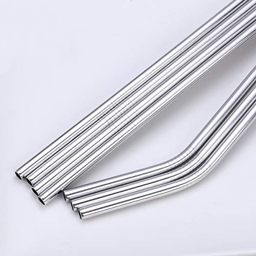 18 Piece Silver Stainless Steel Straws, 8.5 '' Reusable Drinking Straws,with Portable pouch (8 Straight/8 Bent/2 Brushes) by HOMQUEN - Used condition - Image 4