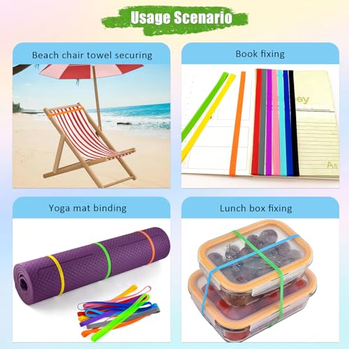 Sicheii 12Pcs Towel Bands, Windproof Silicone Towel Bands for Beach Chairs Cruise Elastic Towel Clips Holder - Image 2