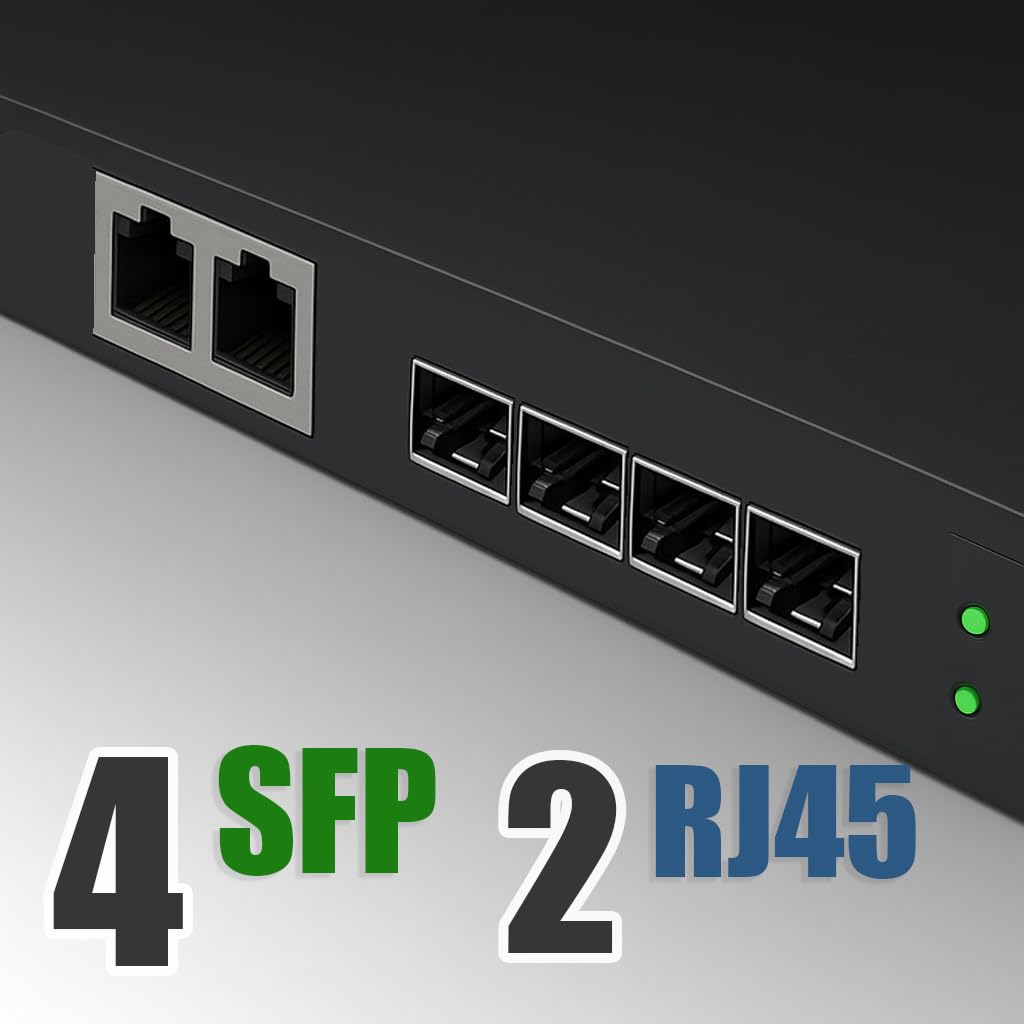 Elfcam® - Gigabit Switch con 4 x 1,25 Gigabit SFP Porte, 2 x 1,25 Gigabit Ethernet Porte ( RJ45 Ports 10M/100M/1000M ) , Plug & Play, Unmanaged ( 4 Porte SFP )