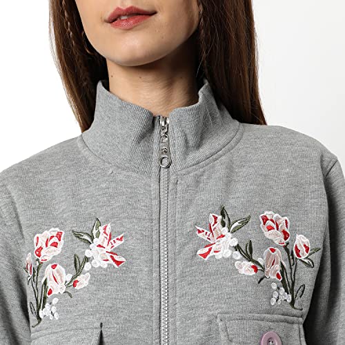 Image of PINACOLADA Women's Colorblock Sweatshirt with Ribbed Hem for Casual Wear | Low-High Neck | Long Sleeve | Button Closure | Cotton Sweatshirt Crafted with Comfort Fit for Everyday Wear