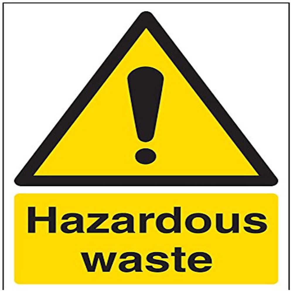 V Safety Hazardous Waste Warning Sign - 150mm x 200mm - 1mm Rigid Plastic
