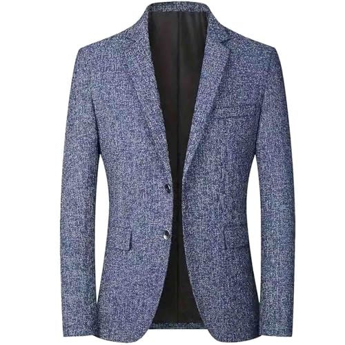 Mens Casual 2 Button Slim Fit Blazer Dress Business Wedding Party Sports Coat in Vintage Wool Tweed Jacket - Oversized Comfortable Solid Colours With Long Sleeve