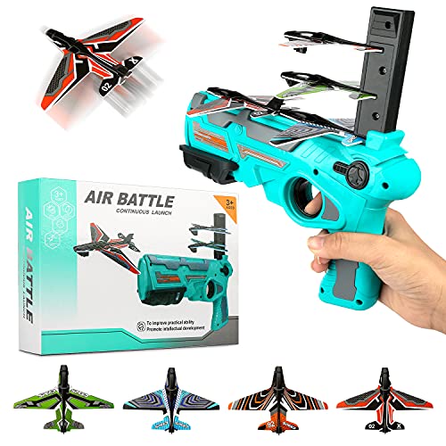 Beaudin One-Click Launch Paper Airplane, Airplane Launcher Toy, Flying Toy with 4 PCS Foam Glider, Catapult Airplane kit for Children, Indoor and Outdoor Shooting Games, Airplane Toy, Gift for Kids.