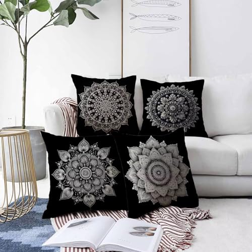 Housse de coussin imperméable 45x45 cm noir anti tache et usure