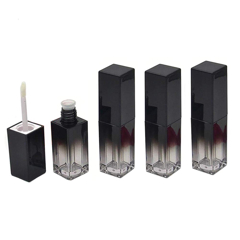 Upstore Black Gradient 5Pcs 5Ml/0.17Oz Empty Lip Gloss Tube Containers Refillable Plastic Lipstick Tube Lip Balm Pipe Bottle With Rubber Plug And Brush Applicator For Lip Gloss Sample