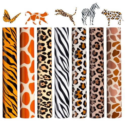 HTVRONT Leopard Heat Transfer Vinyl - 8Pcs Leopard Iron on Vinyl for T-Shirts Easy to Cut & Weed Cheetah Print HTV - 12X10in Patterned Compatible with Cricut Cutting Machine & Silhouette Cameo