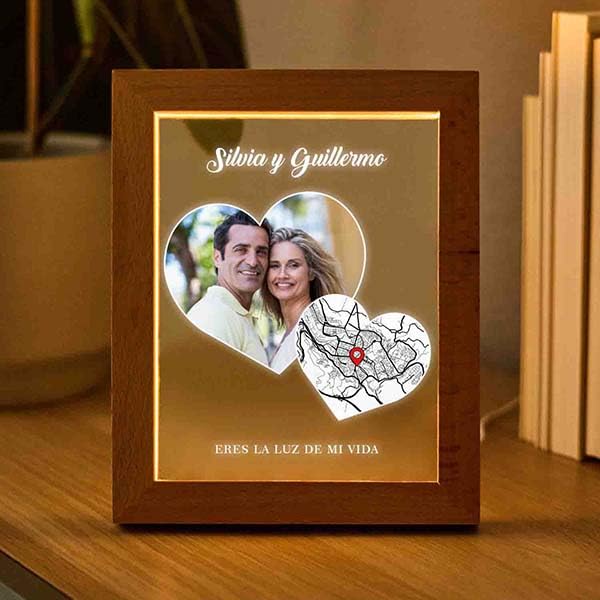 Transparent Gift Lámpara Personalizada con Foto, Ubicación y Texto. Regalos para Pareja, Novios. Regalos Originales Ani…