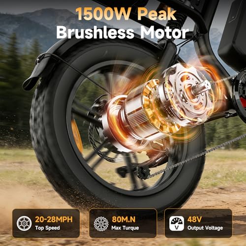 Electric Dirt Bike for Adults – Peak 1500W/3000W Electric Bikes, 48V/52V 15.6Ah/25Ah/40Ah, 50-100 Mile Range(PAS Mode), 16/20 Inch All-Terrain Fat Tire Motorcycle