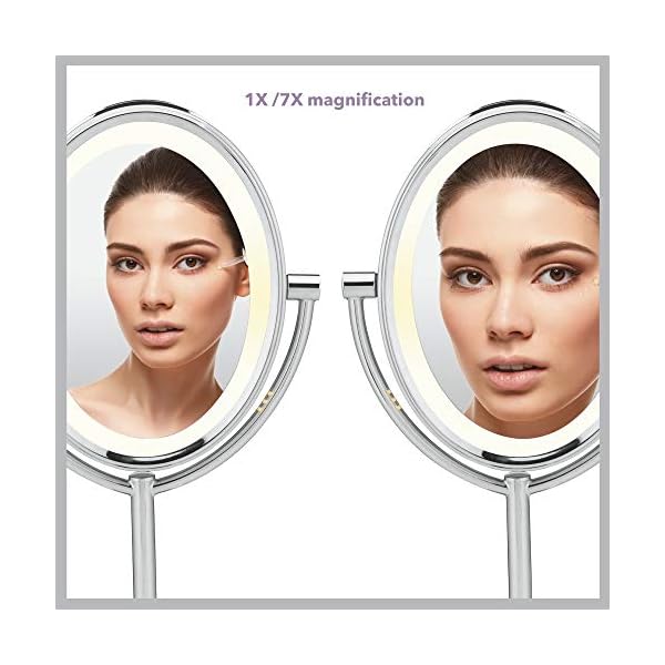 Conair Lighted Makeup Mirror, LED Vanity Mirror, 1X/7X Magnifying Mirror, Double Sided, Corded in Polished Chrome