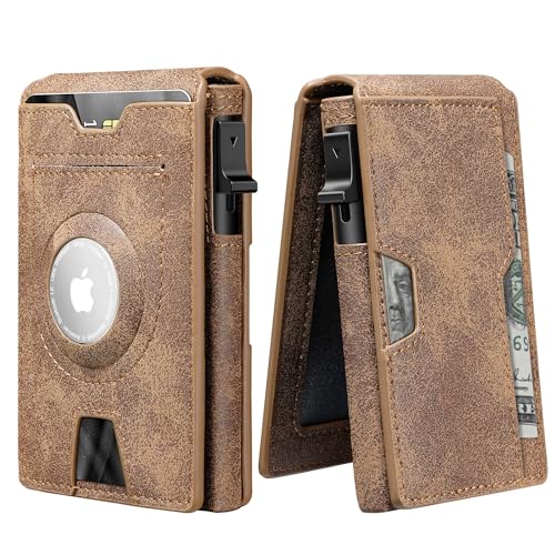 Airtag Wallet, Smart Wallet, Air Tag Wallet for Men, Leather Wallet with Airtag Holder, RFID Pop Up wallet, Credit Card Holder, Wallet for Men Slim Minimalist