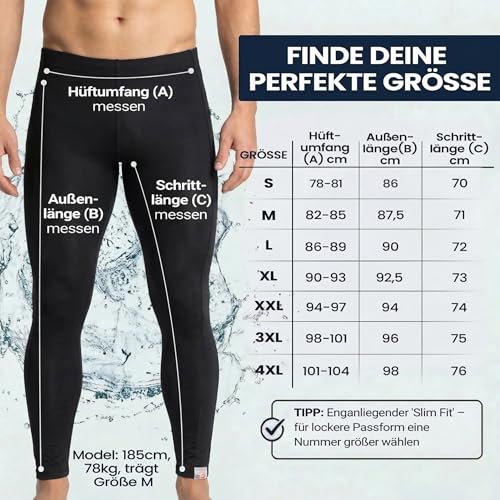 iQ-UV Badehose für Herren Lang Schwarz L – Lange Schwimmhose für Herren mit UPF 50+ UV-Schutz – Lange Stretch Badehosen mit Handytasche – Badeshorts in lang, elastisch & schnelltrocknend