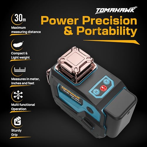 Image of TOMAHAWK SPZ-8116-16 16 Lines Green Laser Level Pro - 4x360 4D Green Cross Self-Levelling Professional Laser Line for Construction with Two 360 Vertical /Horizontal Laser Level Pulse Mode