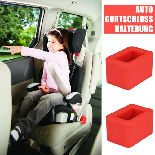 2 Stück Auto Gurtschloss Halterung, Sicherheitsgurt Halter für Einfaches Anschnallen, Auto Assistent Zubehör für Autos, Rot