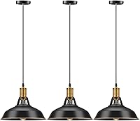 Pynsseu 3-Pack Farmhouse Industrial Pendant Lights - Vintage Oil Rubbed Black Finish, Adjustable Hanging Lamps for Kitchen & Dining Room