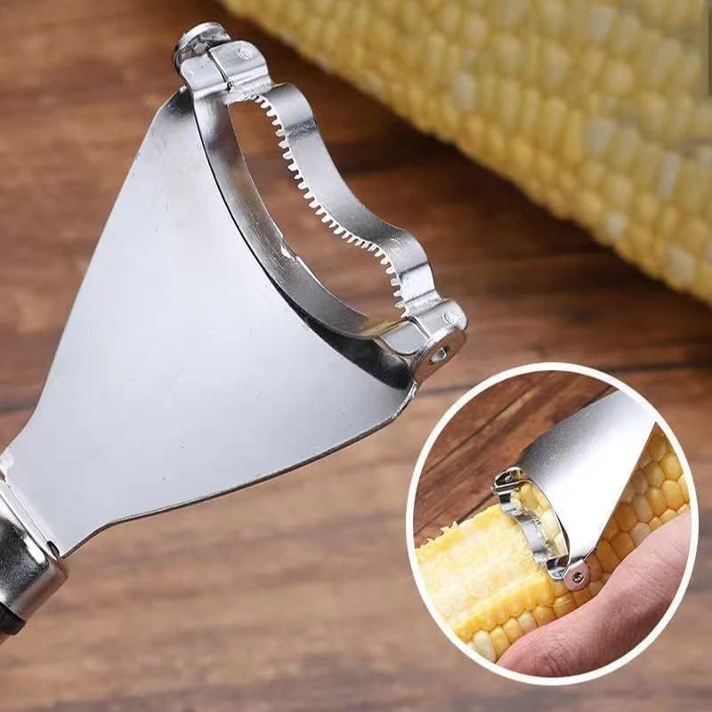 Image of Stainless Steel Corn Peeler & Thresher Ergonomic Handle Manual Kernel Remover Tool for Fresh Cooked Roasted Corn Silver (Pack of 1)