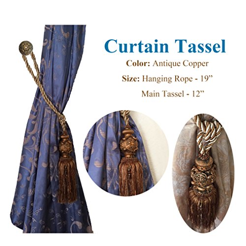 Fabric Bureau A Pair of Elegant Tassels Drapery Tiebacks for Window Home Decoration (Antique Copper L)