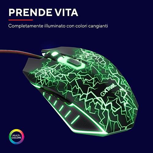 GXT 105X Mouse da Gioco con Luci LED, 6 Pulsanti, Cablato 1.8 m, Mouse Gaming per PC, Laptop, Computer, Console di Gioco - Nero, 24618 - Mouse gaming - Immagine 2