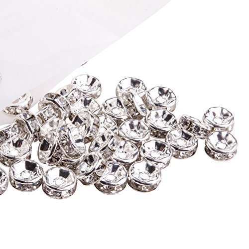 PandaHall Elite 50PCS Perline Vetro Strass Rotonde...