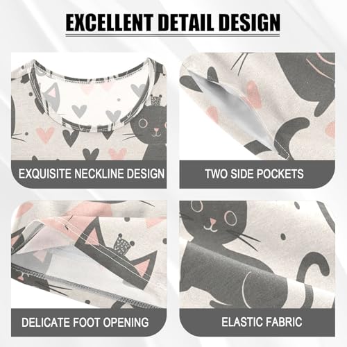 ALAZA Cat Kitten Love Heart Pajamas Short Sleeve 2 Piece Sleepwear Top and Bottom Pajama Set Unisex4