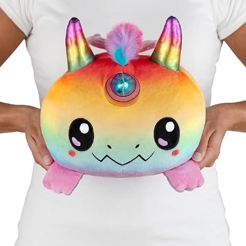 TeeTurtle - Peluche original reversible de dragón grande - Dragón arcoíris + gris - Juguete sensorial abrazable y suave que muestra tu estado de