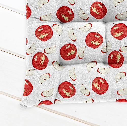Image of Cotton Shell with Mixed Fiber Filled Printed Chair Cushion - Red Apple (Pack of 1)