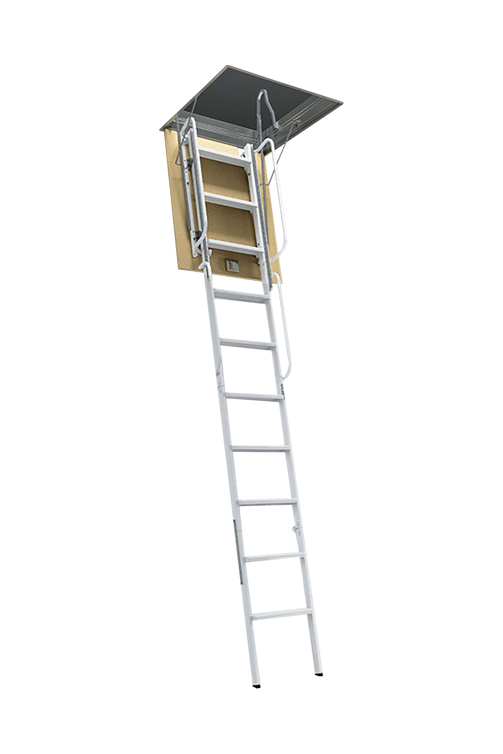 Escalera escamoteable de Techo en Acero Lacado, Funcional y Resistente (120x60x300)