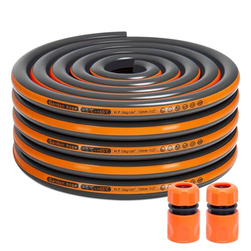 VReder Hose Pipe 1/2 Heavy Duty Garden Hose 4-Layered Burst-Proof Reinforced PVC Water Hose with Quick Connect Kink-Free Flexible Hose for Garden Irrigation Car Washing Watering (5 Metres)