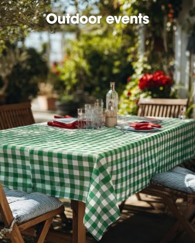 Image of Pureegg Premium Use and Throw Table Covers 10 Pack 54x108 Inch Black for Rectangular Tables, Green Plaid