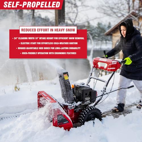 A-iPower 24 Inch Two-Stage Gas Snow Blower, Self-Propelled Snow Clearing Power, 212cc Engine with Electric Start, 190°Chute Rotation, LED Light - Thumbnail 4