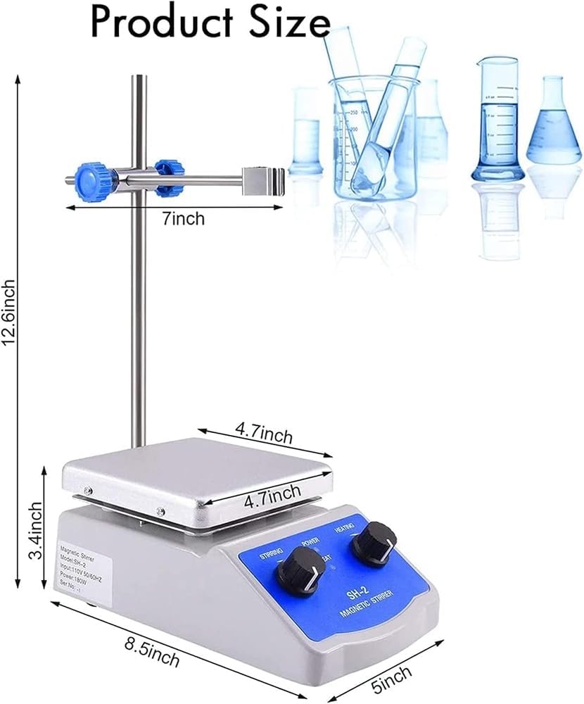 Potente agitador magnético de laboratorio, placa caliente magnética con calefacción, agitador magnético para laboratorio, aula, investigación científica, bricolaje en casa