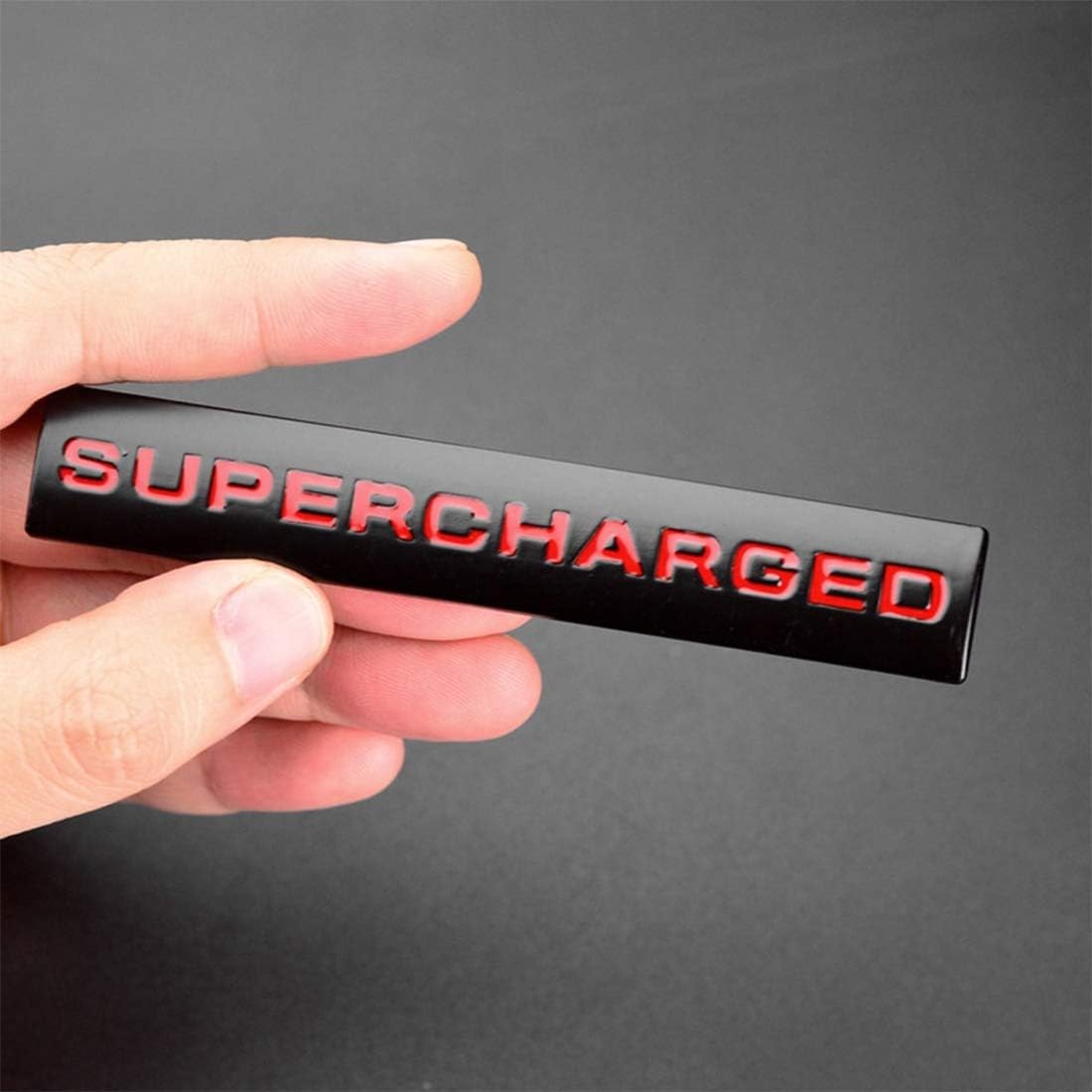 Supercharged Sport Car Sticker Metal Emblem Auto Badge Decal for (red-Black)
