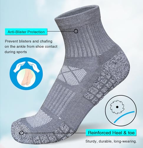 Mens Athletic Cushioned Quarter Socks Anti-Blister Comfort Running Ankle Socks 5 Pairs3