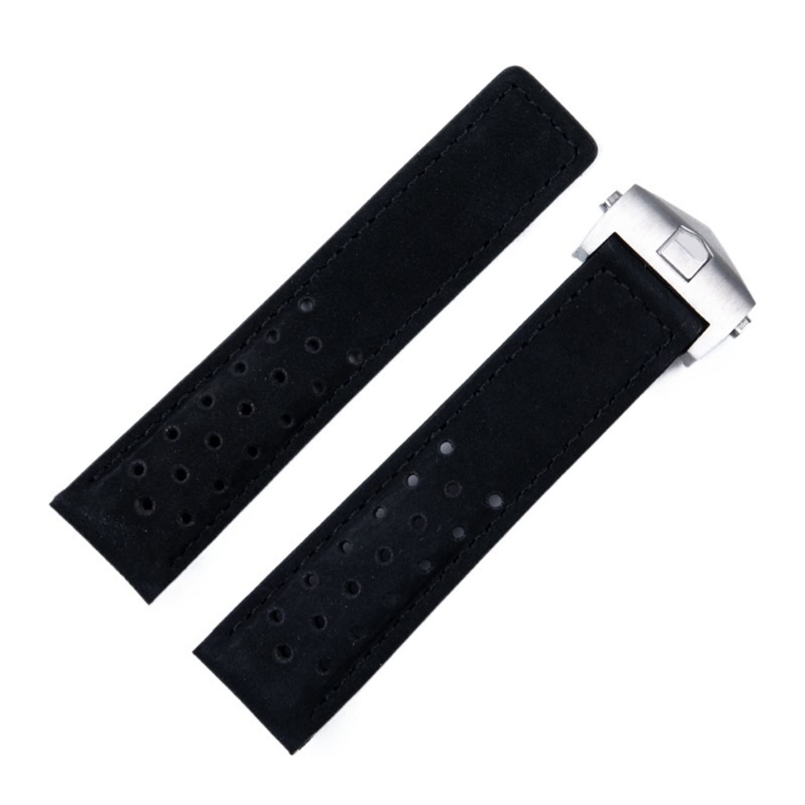 CZKE 20mm 22mm 24mm Genuine Frosted Leather Watchband For TAG Strap For HEUER CARRERA AQUARACER Monaco F1 Watch Band Bracelet Buckle (Color : Blk Silver Buckle, Size : 24mm)