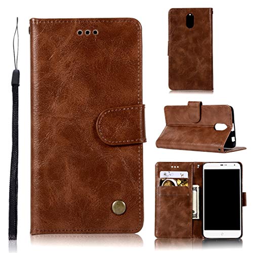 Phone Leather Case for Lenovo Vibe P1M Retro Copper Button Crazy Horse Horizontal Flip PU Leather Case with Holder & Card Slots & Wallet & Lanyard (Wine Red) (Color : Brown)