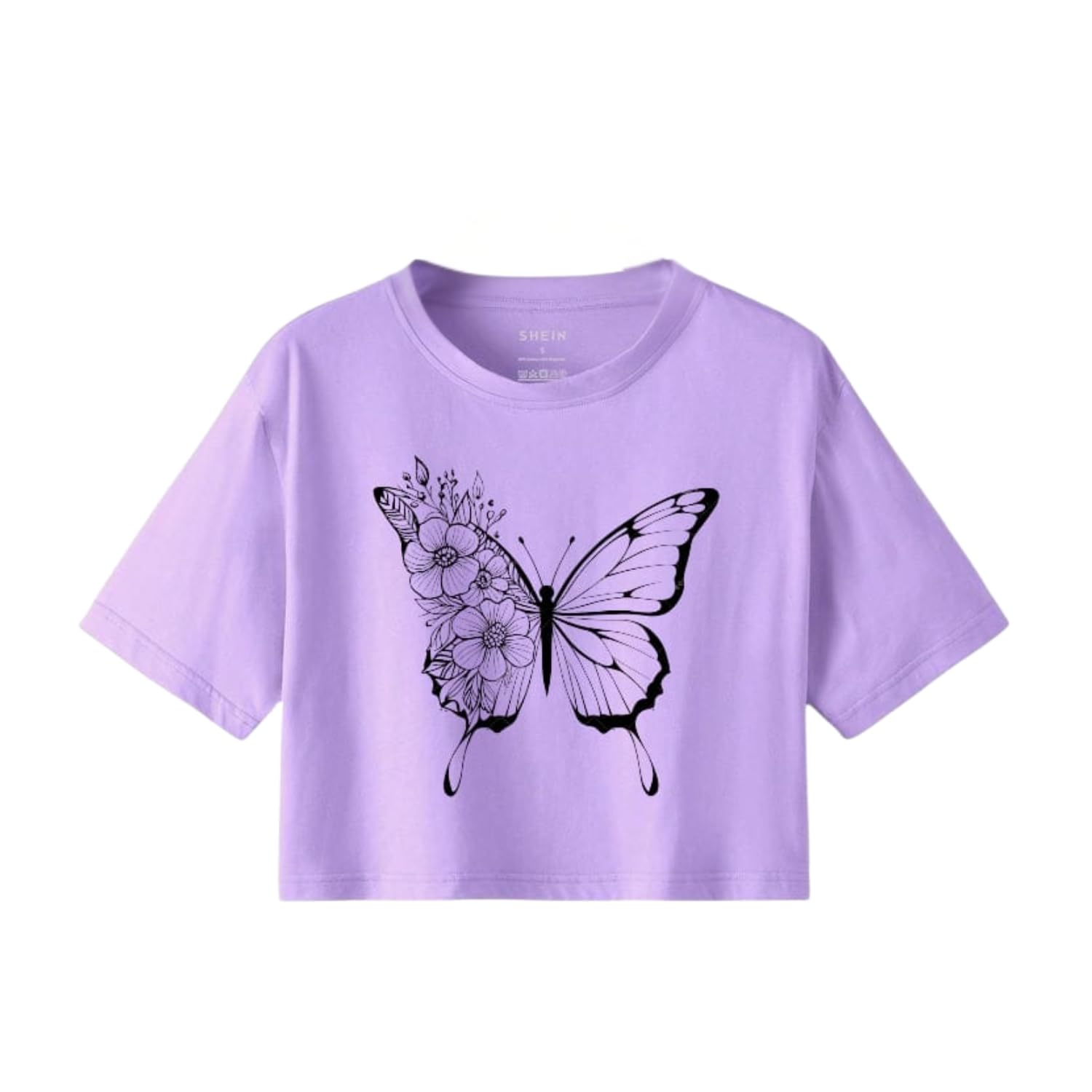Womens Cotton Blend Butterfly Printed T-Shirt Stylish Half Sleeve Casual Top for Daily Use College & Outings Comfortable & Trendy Tee for Women-picture-14