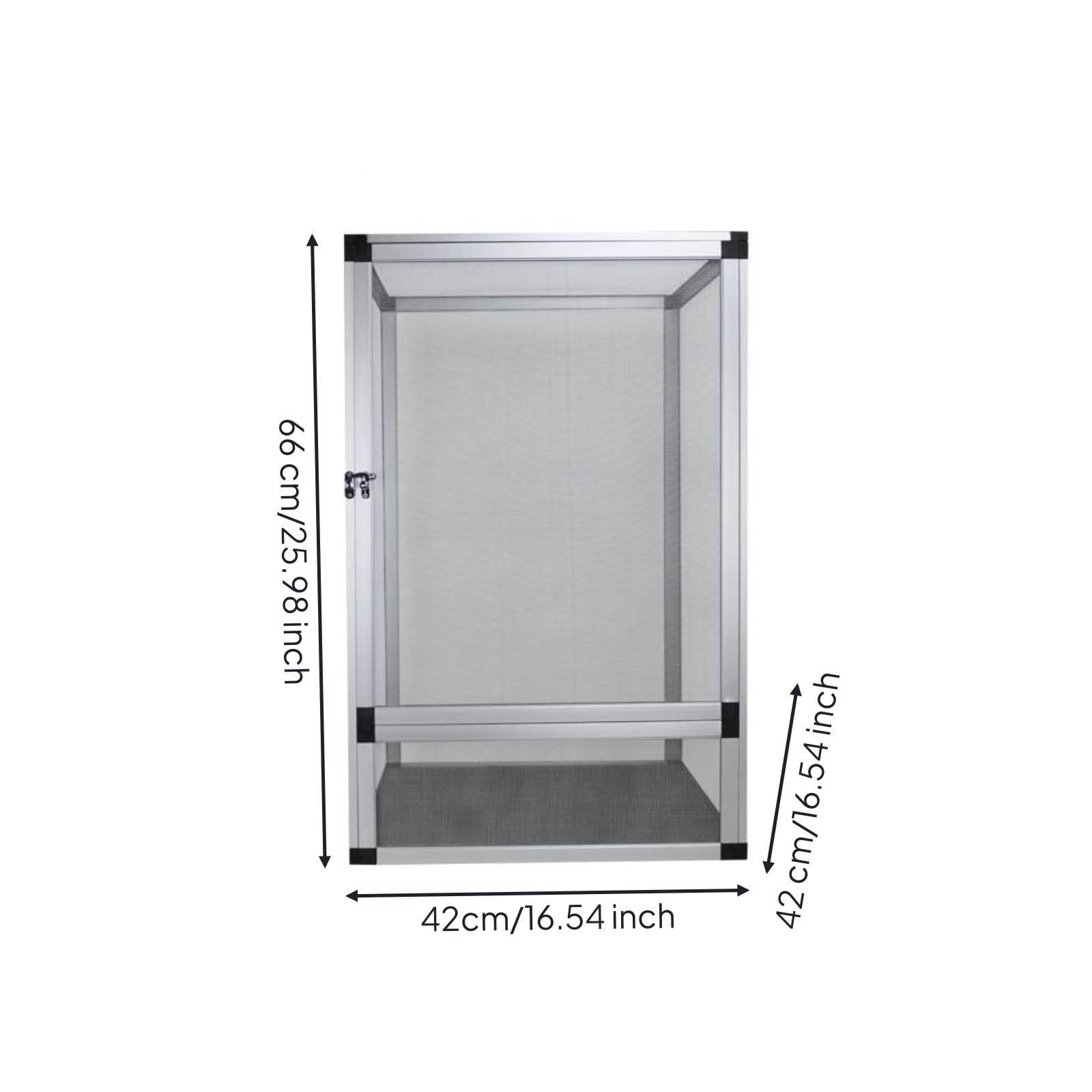 Terrario de Reptiles en Aluminio Jaula Acuario Vivario Diseño de Malla en Cuatro Lados para Aireación y Control de, Array, Plateado, Puerta De Malla Plateada 42 42 66cm