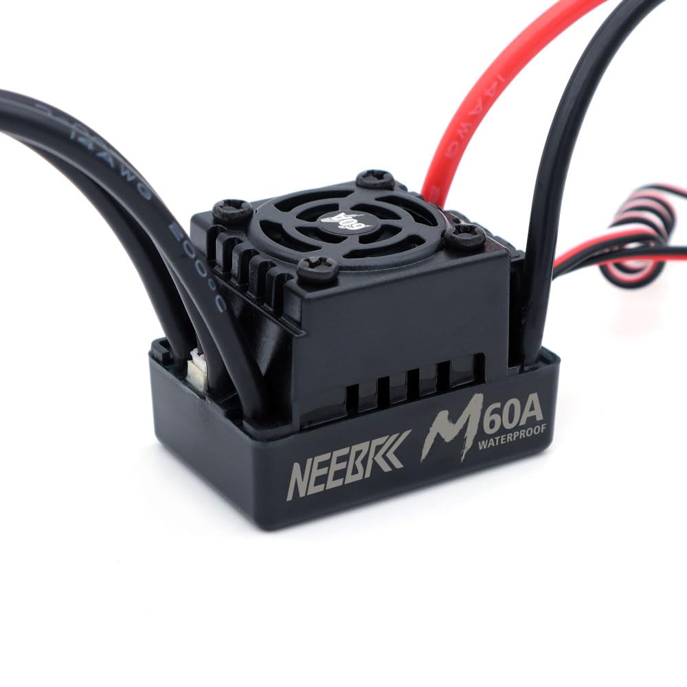 NEEBRC 60A Brushless Speed Controller 2-3S Waterproof for F540 3650 Brushless Motor 1/10 1/12 1/14 RC On-Road Buggy Car (T Plug)