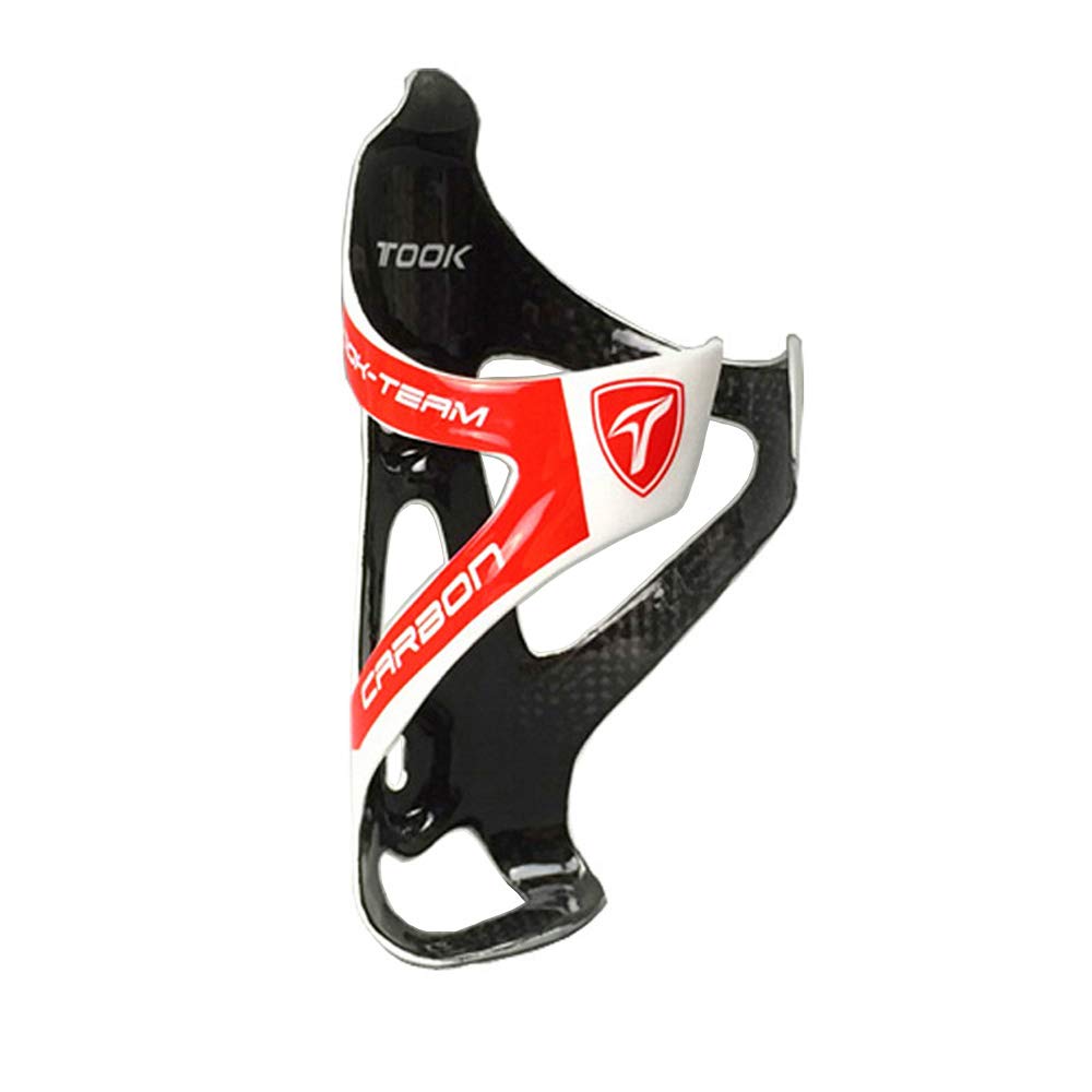 Water Bottle Cage Bicycle Rack Accessories Ultralight Carbon Fiber Total MTB Bicycle Path Water Bottle Holder Cycling Parts (White-red)