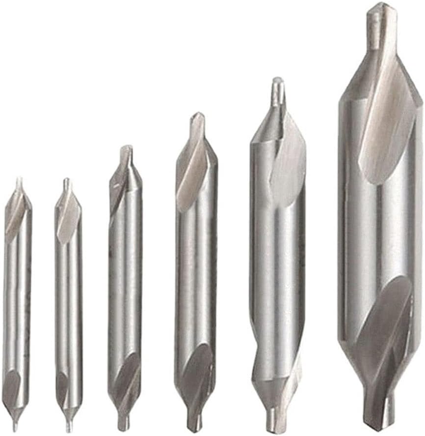 6 Pieces Center Drill Bits Set M2 High Speed Steel 60-Degree Angle Center Drill Bits Lathe Mill Combined Centering Drills Bit Countersink Tool for Metalworking Size 1.0 1.5 2.0 2.5 3.0 5.0