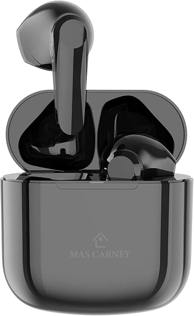 MAS CARNEY Słuchawki Bluetooth Bezprzewodowe z etui ładującym M1, Smart Touch, Bluetooth 5.3, Mały Rozmiar, Lekka Waga 35 g, Bateria 240 mAh, 20 Godzin Czasu Muzyki, Wbudowany Mikrofon.