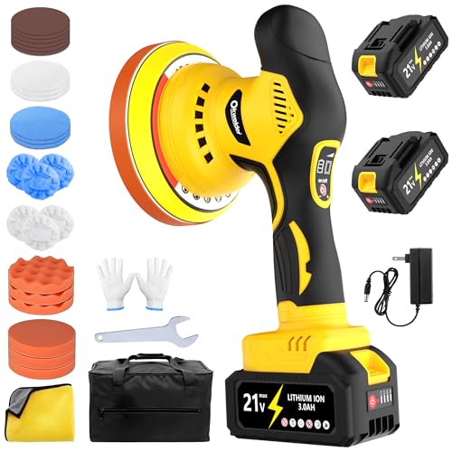 Cordless Car Buffer Polisher, 6 Inch DA Orbital Polisher kit with 2x 3.0Ah 21V Batteries, 5500 Max...