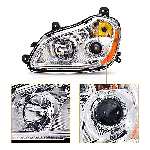 Guo Shi Headlight Fits 2013-2022 Kenworth T680, Headlamps Replacement Projector With Bulbs In, Right Passenger Side #TOP2