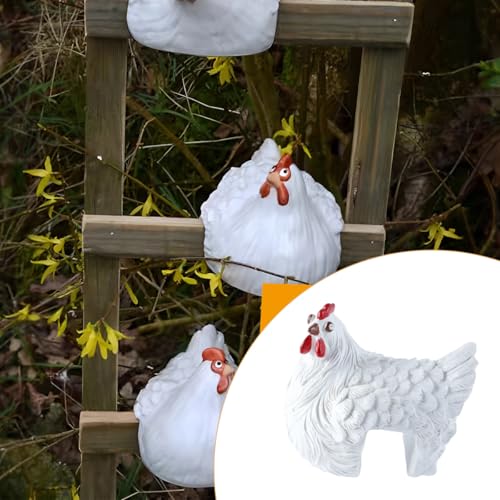 Tabouret poule blanche 14cm décoration jardin terrasse balcon statuette extérieure