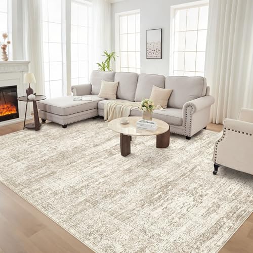 DMOYEST Area Rug Living Room Rugs - 5x7 Abstract Large Soft Indoor Washable Rug Neutral Modern Low Pile Carpet for Bedroom Dining Room Farmhouse Home Office - Vintage Beige by DMOYEST - Image 8